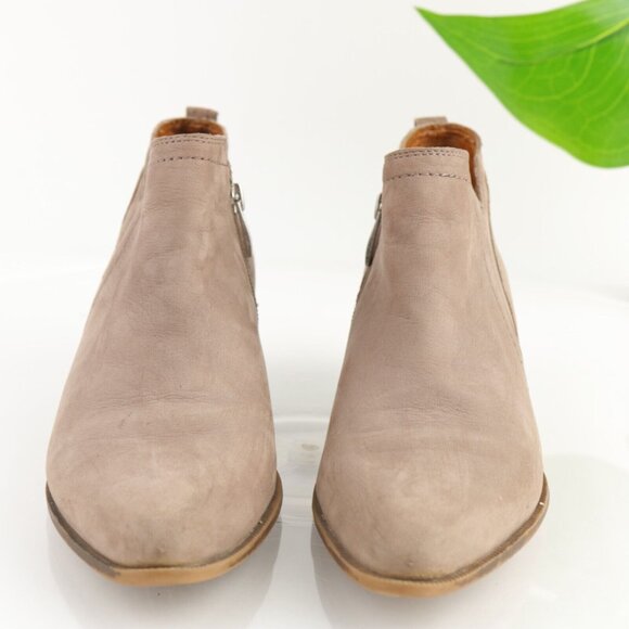 Franco Sarto Womens Laslo Boot Size 8 Tan Nubuck Bootie Low Block Heel Comfy - Picture 3 of 12